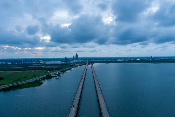 Mobile Bay Causeway Sunset — Stock Photo, Image