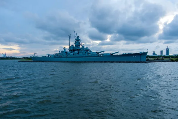 Uss Alabama Battleship Sunset — Stock Photo, Image