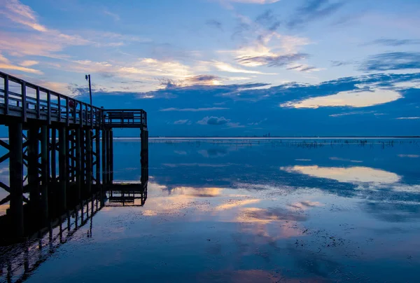 Cais Pôr Sol Mobile Bay Alabama — Fotografia de Stock