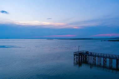 Mobile Bay at sunset in June of 2021 