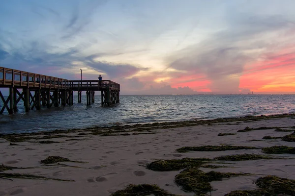 Pier Mobile Bay Vid Solnedgången Daphne Alabama — Stockfoto