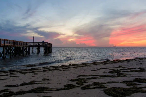 Quai Sur Mobile Bay Coucher Soleil Daphné Alabama — Photo