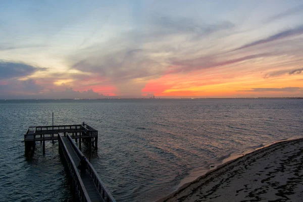 Pier Mobile Bay Tramonto Daphne Alabama — Foto Stock