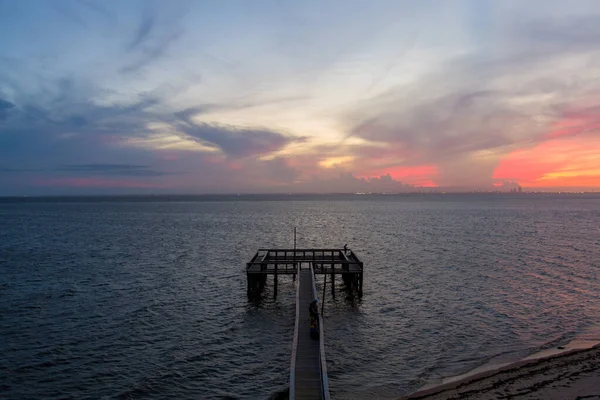 Quai Sur Mobile Bay Coucher Soleil Daphné Alabama — Photo