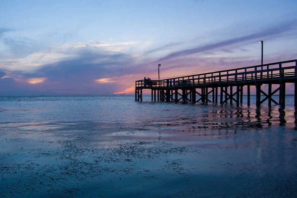 Pier Mobile Bay Pôr Sol Daphne Alabama — Fotografia de Stock