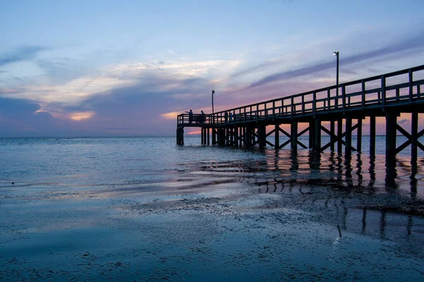 Quai Sur Mobile Bay Coucher Soleil Daphné Alabama — Photo