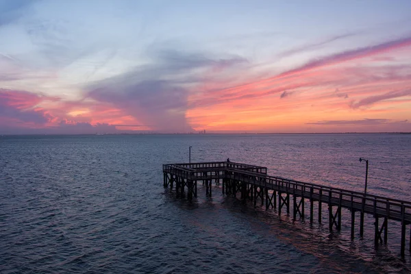 Pier Der Mobile Bay Bei Sonnenuntergang Daphne Alabama — Stockfoto