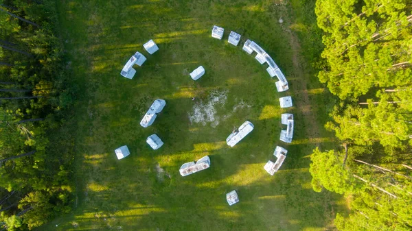 Flygfoto Över Vägen Attraktionen Bamahenge Exakt Kopia Stonehenge Vid Alabamas — Stockfoto