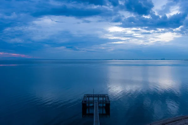 Zonsondergang Aan Oostkust Van Mobile Bay Alabama Augustus 2021 — Stockfoto