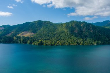 Cushman Gölü ve Washington Eyaleti 'ndeki Skokomish Parkı' ndaki Olimpiyat Dağları, ABD 