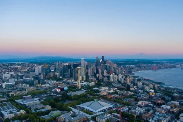 Horizonte Del Centro Seattle Washington Atardecer Agosto 2021 — Foto de Stock