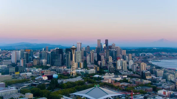 Centro Seattle Washington Skyline Tramonto Nel Mese Agosto Del 2021 — Foto Stock