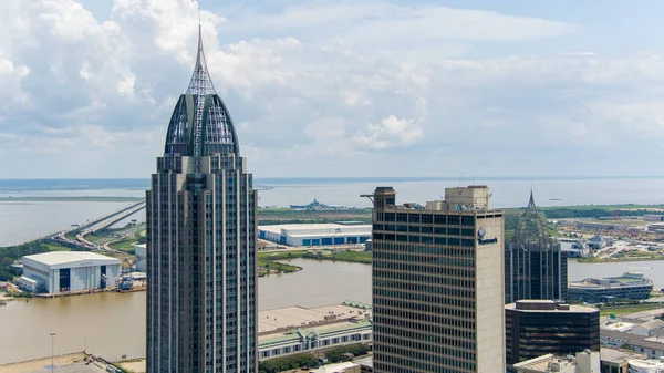 Downtown Mobile Alabama Waterfront Skyline September 2021 Royalty Free Stock Images