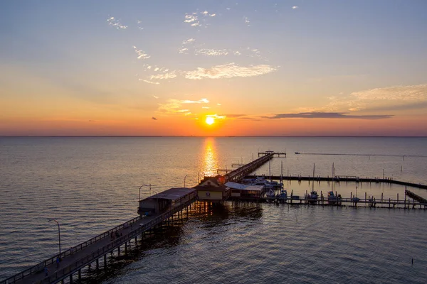 Fairhope Alabama Pier Στο Ηλιοβασίλεμα Στο Mobile Bay — Φωτογραφία Αρχείου