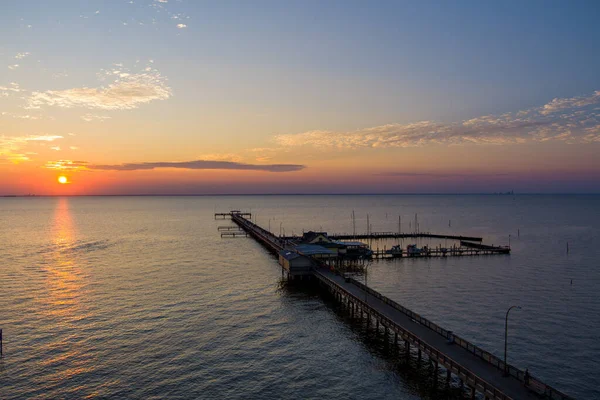 Fairhope Alabama Pier Στο Ηλιοβασίλεμα Στο Mobile Bay — Φωτογραφία Αρχείου