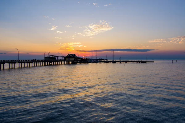 Fairhope Alabama Pier Στο Ηλιοβασίλεμα Στο Mobile Bay — Φωτογραφία Αρχείου