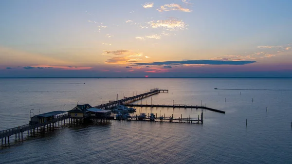 Fairhope Alabama Móló Naplementekor Mobile Bay — Stock Fotó