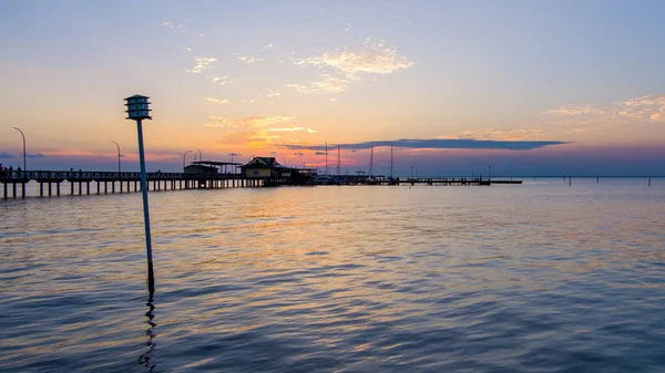 Fairhope Alabama Pier Pôr Sol Mobile Bay — Fotografia de Stock