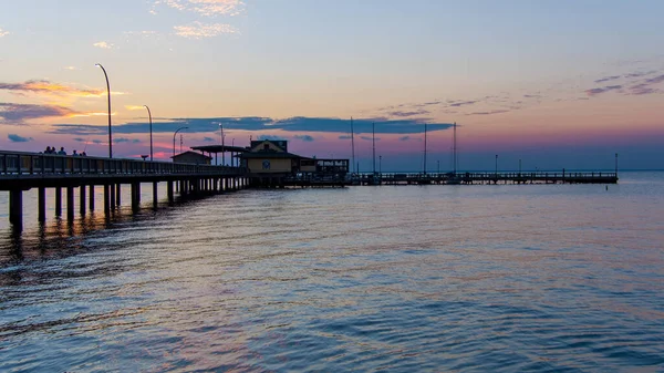 Fairhope Alabama Pier Bei Sonnenuntergang Der Mobile Bay — Stockfoto