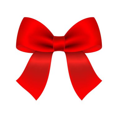 Dekoratif kırmızı fiyonk. Beyaz üzerine izole edilmiş sayfa dekoru için vektör yayı