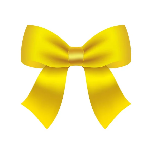 Decorative Yellow Bow Vector Bow Page Decor Isolated White — Stock Vector