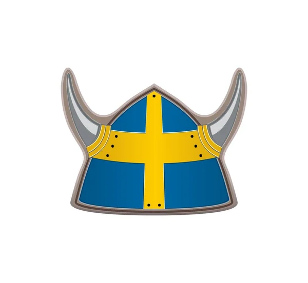 Viking Κράνος Στυλιζαρισμένη Σουηδική Σημαία Εικονογράφηση Διανύσματος — Διανυσματικό Αρχείο