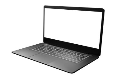 Beyaz arkaplanda boş arkaplan ile izole edilmiş dizüstü bilgisayar 3d çizim biçimi