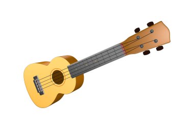 Beyaz arka plan üzerinde izole kahverengi ukulele gitar