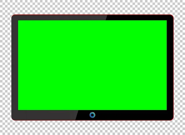 Realistic Lcd Screen Mockup Panel Green Screen Isolated Transparent Background — Stock Vector