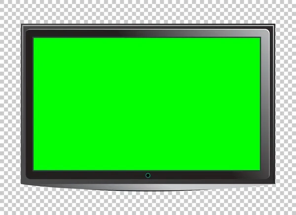 Realistic Lcd Screen Mockup Panel Green Screen Isolated Transparent Background — Stock Vector