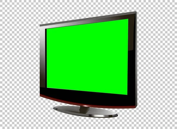 Realista Pantalla Lcd Maqueta Panel Con Pantalla Verde Aislada Sobre — Archivo Imágenes Vectoriales