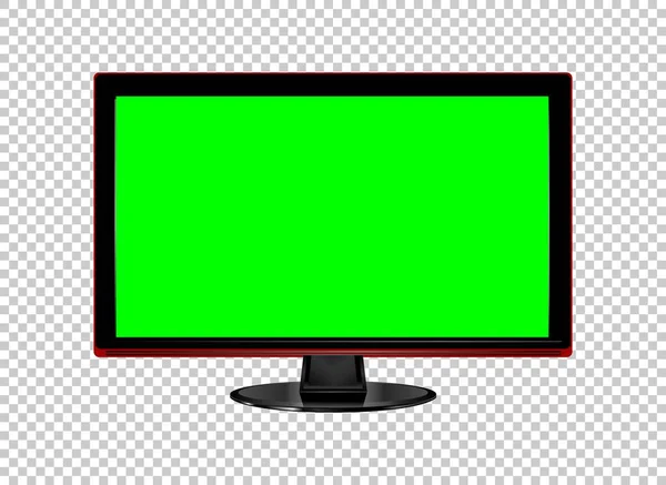 現実的なテレビの液晶画面のモックアップ 透明な背景に緑の画面で隔離されたパネル ベクターイラスト — ストックベクタ