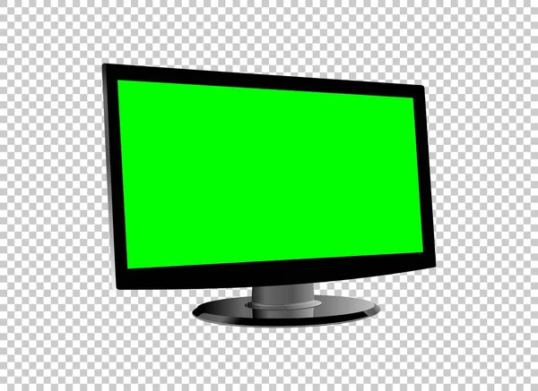 Realista Pantalla Lcd Maqueta Panel Con Pantalla Verde Aislada Sobre — Archivo Imágenes Vectoriales