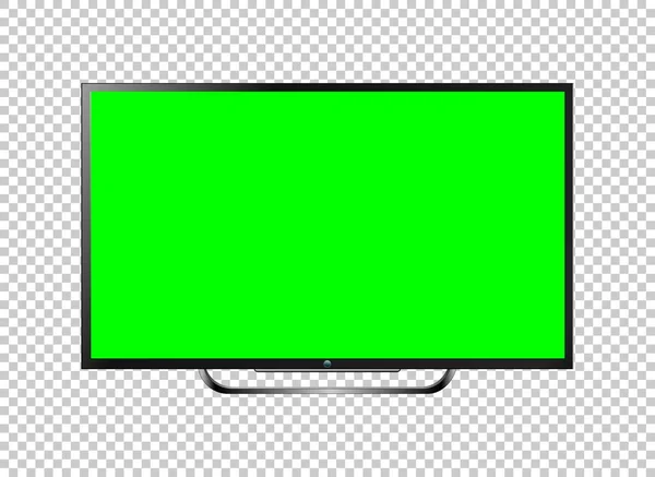 Realista Pantalla Lcd Maqueta Panel Con Pantalla Verde Aislada Sobre — Archivo Imágenes Vectoriales