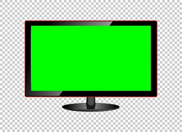 Realista Pantalla Lcd Maqueta Panel Con Pantalla Verde Aislada Sobre — Archivo Imágenes Vectoriales