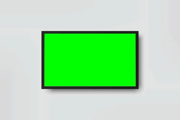 Realista Pantalla Lcd Maqueta Panel Con Pantalla Verde Aislada Sobre — Archivo Imágenes Vectoriales