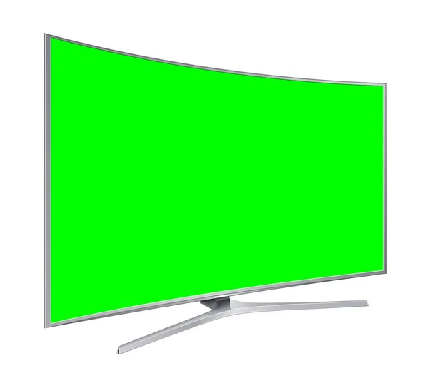 Realista Pantalla Lcd Maqueta Panel Con Pantalla Verde Sobre Fondo — Vector de stock