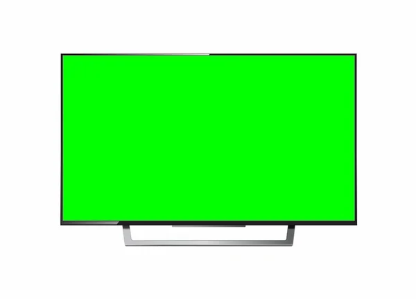 Modèle Écran Lcd Réaliste Panneau Avec Écran Vert Sur Fond — Image vectorielle