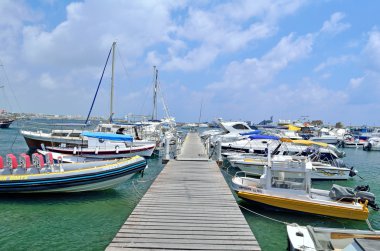 Boats in a port in Paphos, Cyprus