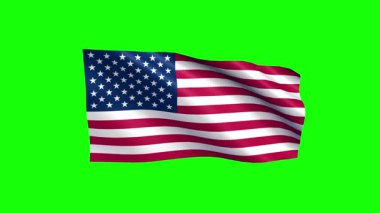 Amerikan bayrağı Chroma Key 'e karşı rüzgarda dalgalanıyor.