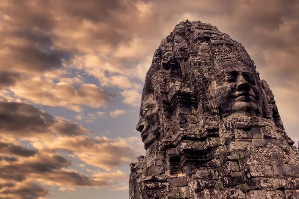 Faccia Buddha Tempio Bayon Nel Complesso Angkor Wat Nella Città — Foto Stock