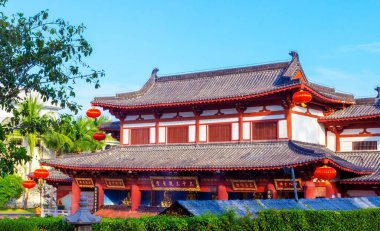 Çin, Hainan Adası, Sanya - 21 Ocak 2020: Nanshan Budizm Kültür Bölgesi Tapınağı