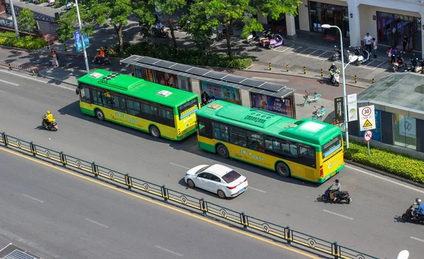 China Hainan Island Sanya January 2020 Top View City Traffic — 스톡 사진