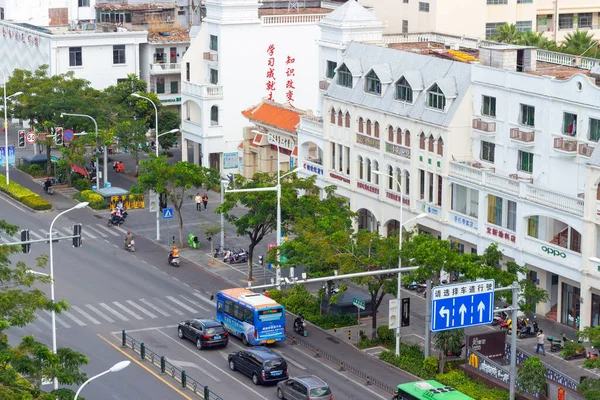 海南岛 2020年1月24日 市中心道路和交通的全景 — 图库照片