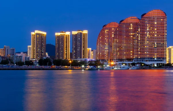 China Isla Hainan Sanya Enero 2020 Colorida Vista Nocturna Con —  Fotos de Stock