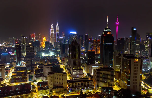 Kuala Lumpur Malasia Mart 2019 Vista Las Luces Nocturnas Ciudad —  Fotos de Stock