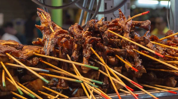 Cooked Chicken Feet Skewers Jalan Alor Food Street Kuala Lumpur — Stock Photo, Image