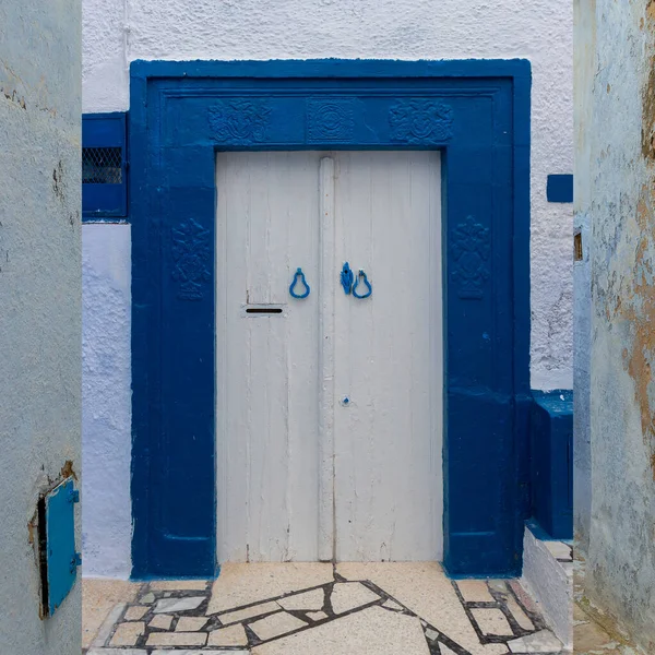 Tradiční Dveře Úzké Ulici Medina Okresu Hammamet Města Tunisko Typická — Stock fotografie