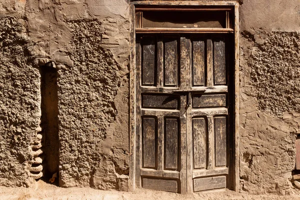 Antica Porta Legno Muro Pietra Medina Marrakech Marocco — Foto Stock