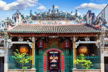 Ho Chi Minh Şehri, Vietnam - 28 Mart 2019: Thien Hau Tapınağı veya resmi olarak Çin Mahallesi 'ndeki Ba Thien Hau Pagoda